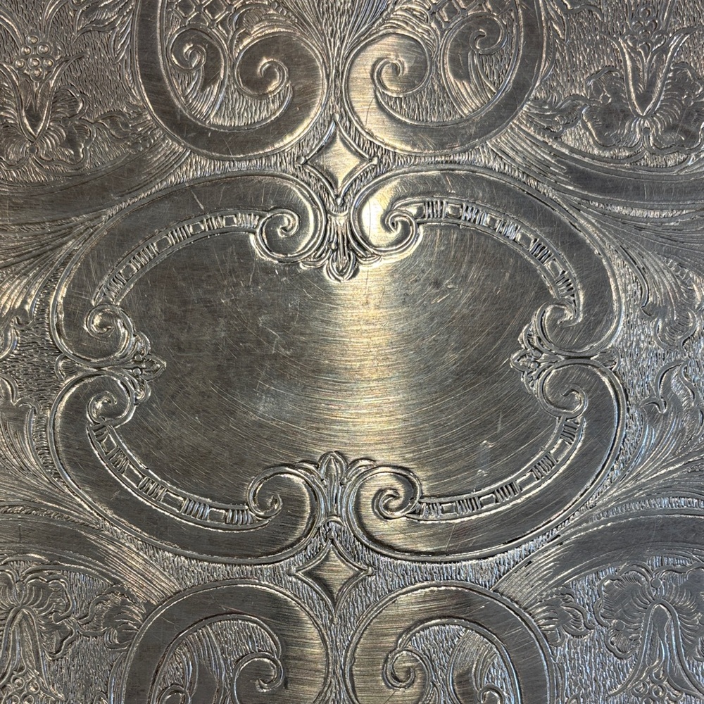 Sale-Elegant Silver Plated over Copper Decorative Tray - Picture 2 of 14